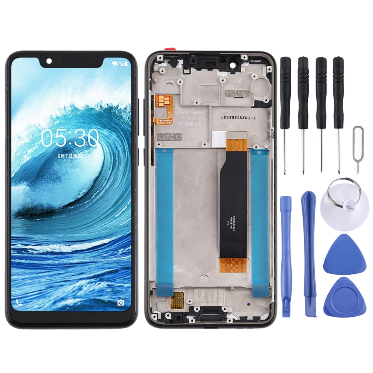 LCD Screen and Digitizer Full Assembly with Frame for Nokia 5.1 Plus / X5 / TA-1102 TA-1105 TA-1108 TA-1109 TA-1112 TA-1120 TA-1199, For Nokia X5