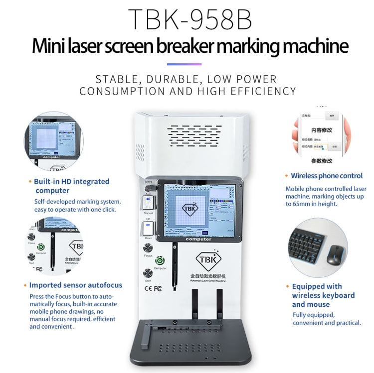 TBK958B Mini Automatic Laser Marking Screen Separator Repair Machine,TBK-958B