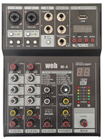 Mixer audio 4 canali WEB M-4 con USB MP3 Bluetooth e 99 effetti DSP SP677