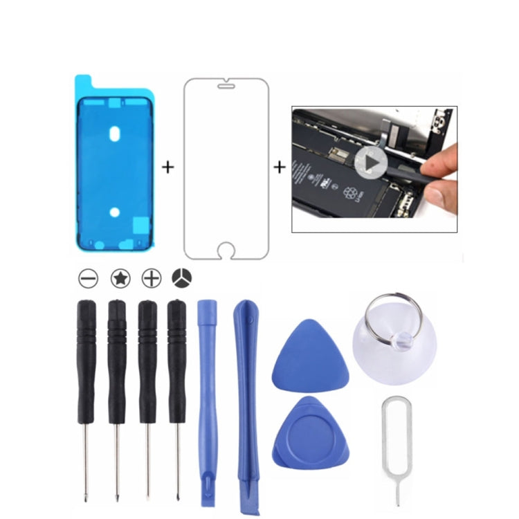 12 in 1 Repair Kits & Gifts (4 Screwdrivers + 2 Disassembly Rods + 2 Triangles on Thick Slices + 1 Ejector Pin + 1 Mandrel + 1 Waterproof Sticker + 1 Tempered Glass), 12 in 1 Repair Kits & Gifts