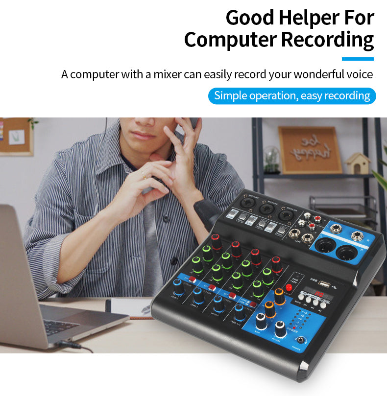 Mixer professionale 5 canali ingressi Bluetooth/USB/Stereo RCA con alimentazione phantom 48V F-5A SP695