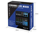 Mixer professionale 5 canali ingressi Bluetooth/USB/Stereo RCA con alimentazione phantom 48V F-5A SP695