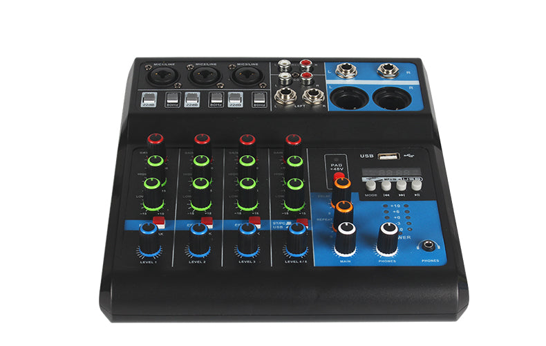Mixer professionale 5 canali ingressi Bluetooth/USB/Stereo RCA con alimentazione phantom 48V F-5A SP695