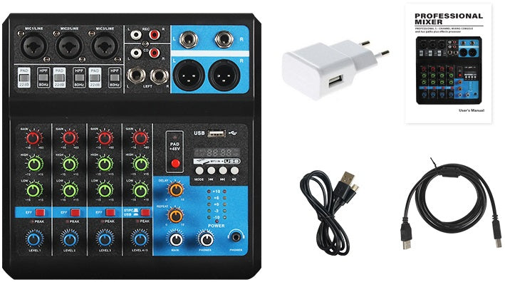 Mixer professionale 5 canali ingressi Bluetooth/USB/Stereo RCA con alimentazione phantom 48V F-5A SP695