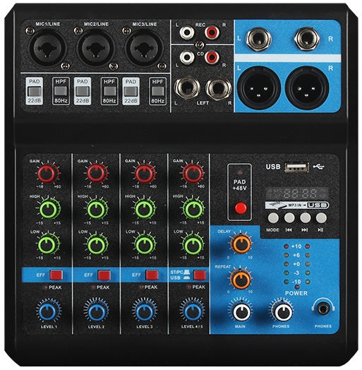 Mixer professionale 5 canali Bluetooth/USB/Stereo RCA