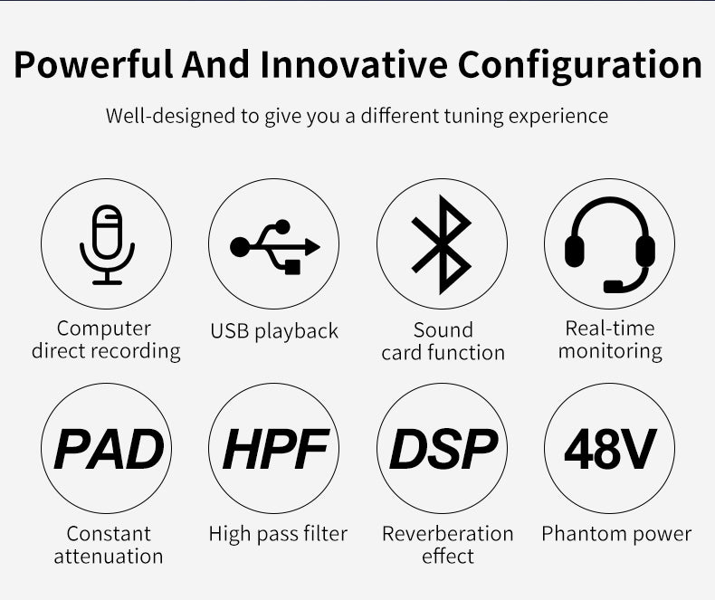 Mixer professionale 5 canali ingressi Bluetooth/USB/Stereo RCA con alimentazione phantom 48V F-5A SP695