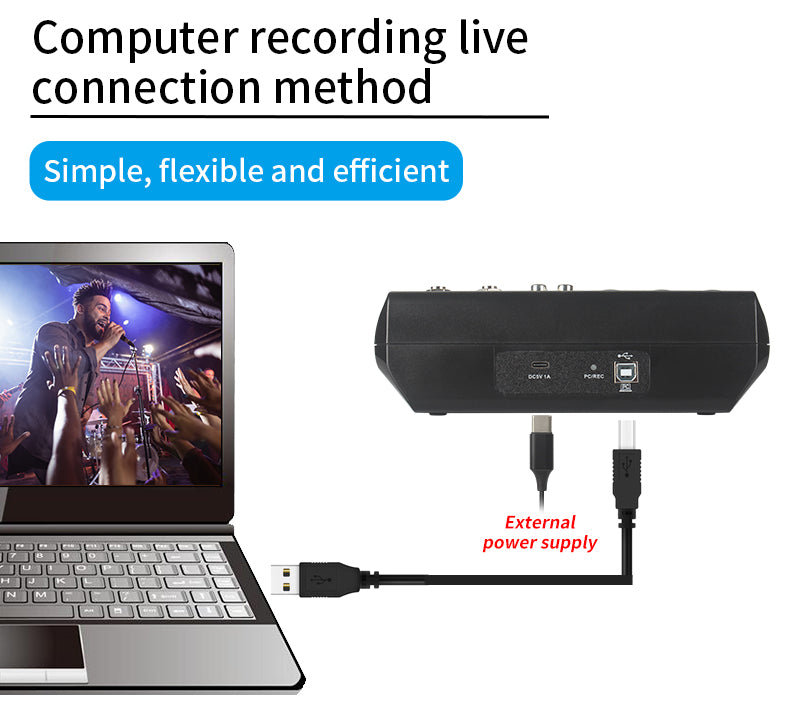 Mixer professionale 5 canali ingressi Bluetooth/USB/Stereo RCA con alimentazione phantom 48V F-5A SP695