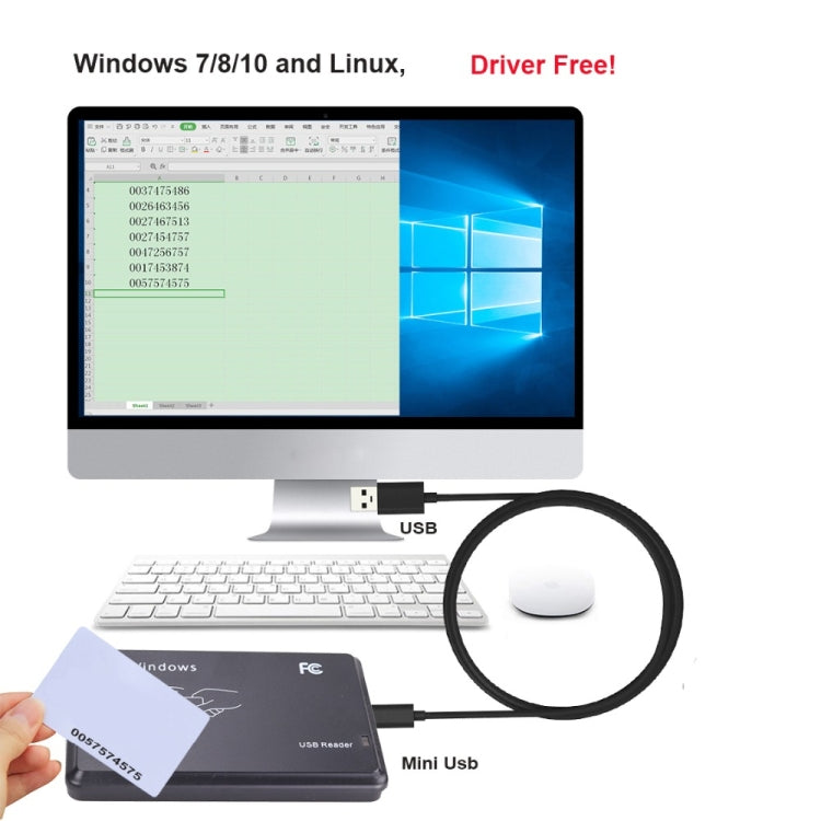 Lettore schede induttivo USB 5W per schede IC/ID