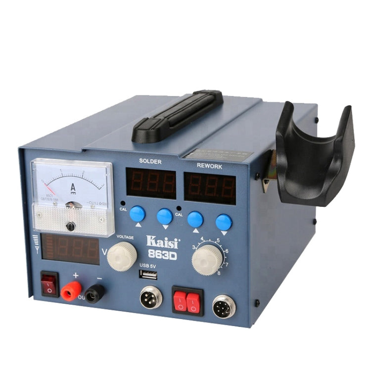 Kaisi K-863D Stazione di saldatura SMD 3 in 1 con pistola ad aria calda Stazione di rilavorazione SMD con alimentatore CC 3A per macchina di riparazione saldatura PCB del telefono, spina americana, K-863D, US Plug, K-863D, EU Plug
