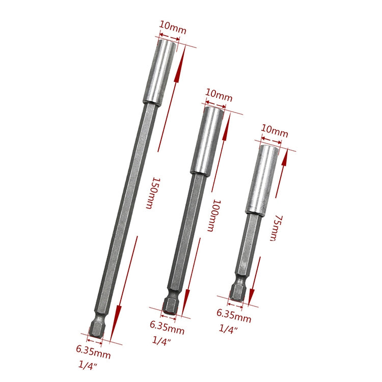 Giunto a rotazione rapida con manicotto per asta di prolunga per trapano a pistola, ad alto magnetismo, 3 in 1 1/4, lunghezza: 75/100/150 mm, 75/100/150mm Joint