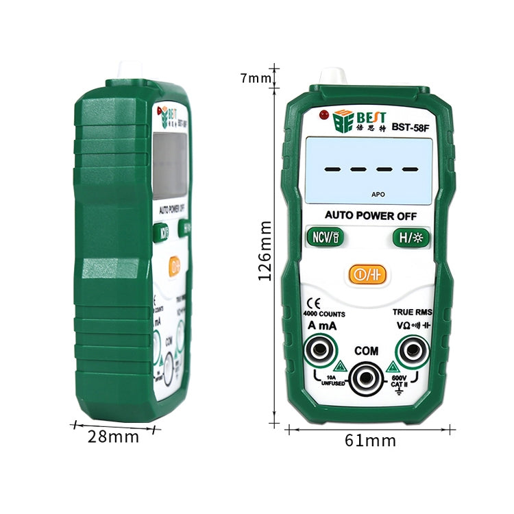 MIGLIOR multimetro a gamma completamente automatica BST-58F senza spostamento, identificazione intelligente, multimetro digitale, mini strumento elettrico per uso domestico