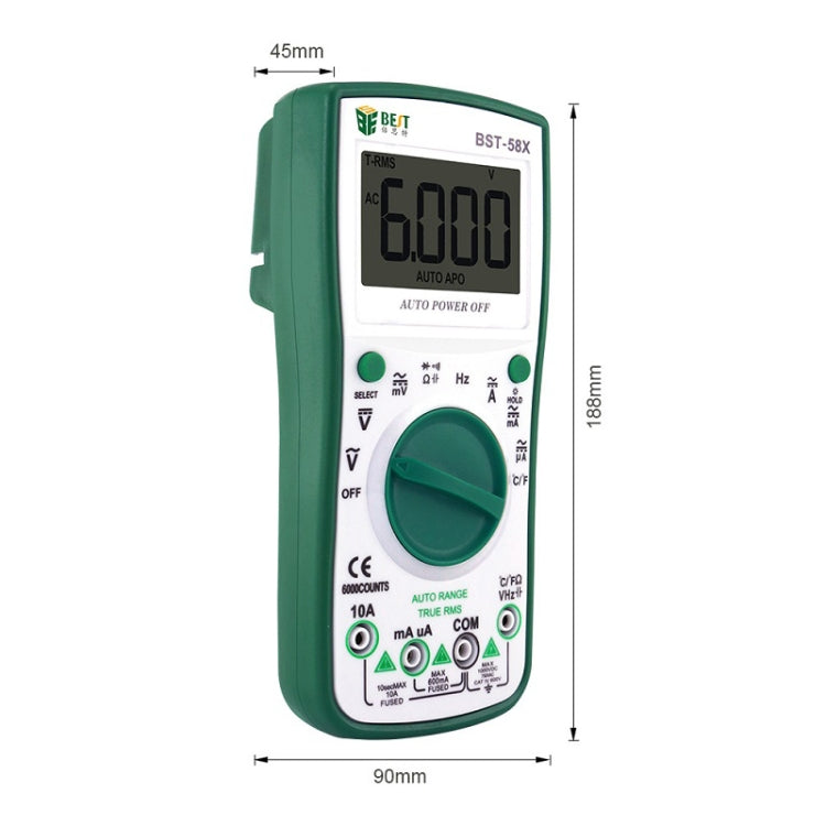 BEST BST-58X Multifunction Digital Multimeter Auto Range Four-Position Semi-Backlit Display Intelligent Anti-Combustion