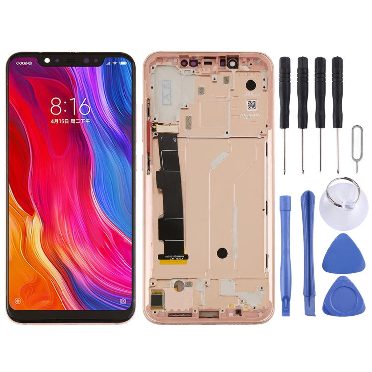 LCD Screen and Digitizer Full Assembly with Frame and Side Keys for Xiaomi Mi 8, For Xiaomi Mi 8, For Mi 8 (Rose Gold)