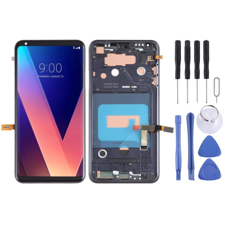 LCD Screen and Digitizer Complete Assembly with Frame for LG V30, For LG V30