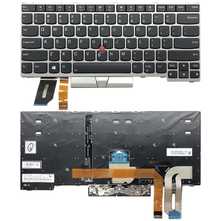 Tastiera retroilluminata americana per Lenovo ThinkPad E480 L480 L380 Yoga T480s, For ThinkPad E480 Silver(US)