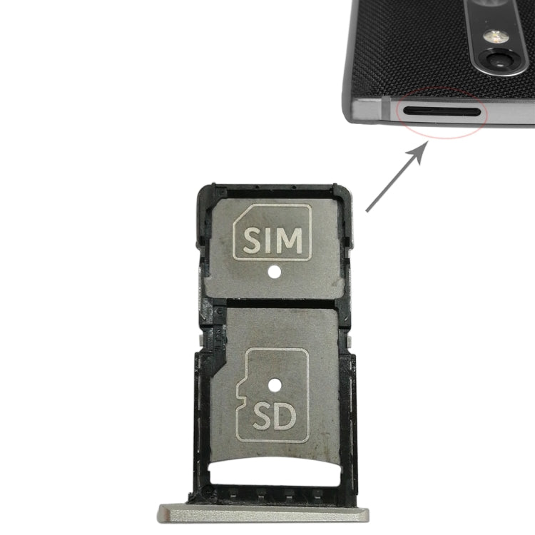 Vassoio scheda SIM + vassoio scheda micro SD per Motorola Droid Turbo 2 / XT1585, For Motorola Droid Turbo 2 (Grey), For Motorola Droid Turbo 2