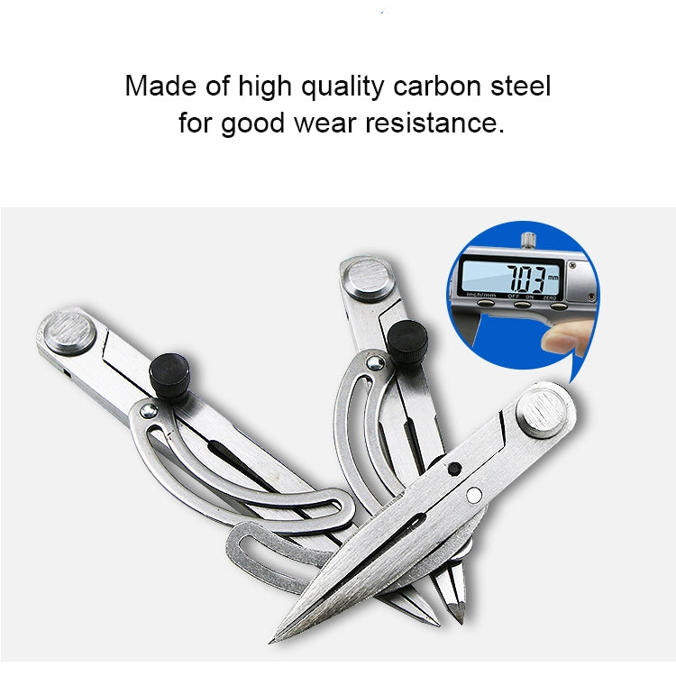 Bussola per calibro di spaziatura della testa in acciaio al carbonio Strumento di rivestimento laterale in pelle industriale, lunghezza: 126 mm, Length: 126mm