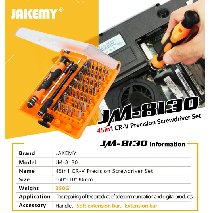 JAKEMY JM-8130 Set di cacciaviti di precisione magnetici intercambiabili 45 in 1, JM-8130