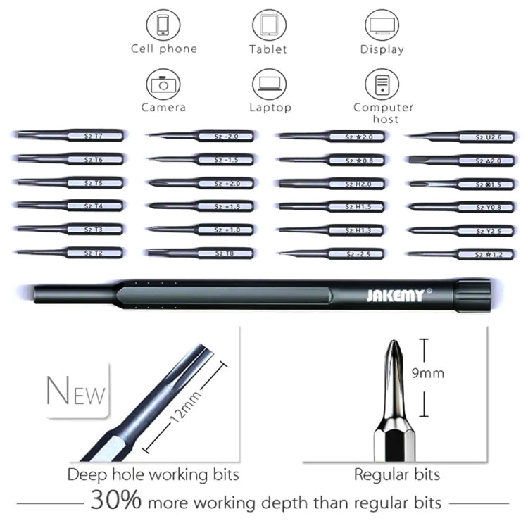 JAKEMY JM-8168 24 in 1 Precision Magnetic Screwdriver Kit with Deep Hole Screw Bits, JM-8168