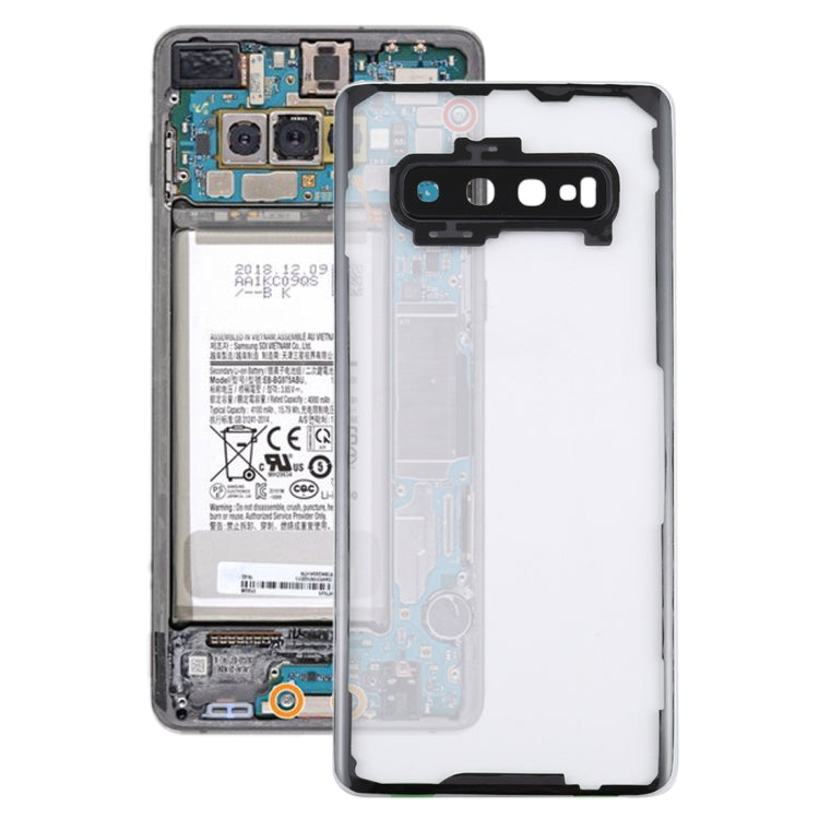 Per Samsung Galaxy S10+ SM-G9750 G975F Cover posteriore batteria trasparente con copriobiettivo fotocamera, For Galaxy S10+