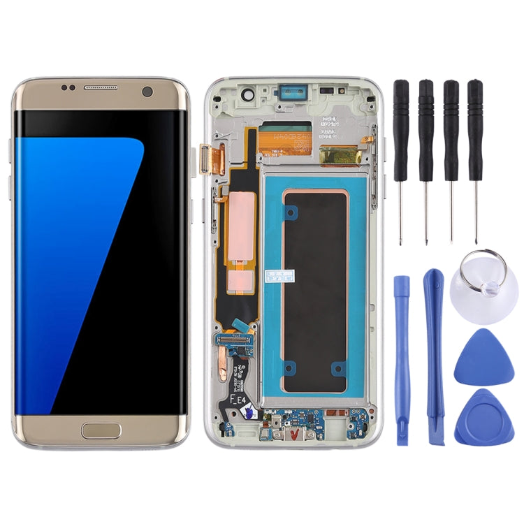 Schermo LCD originale in materiale Super AMOLED e digitalizzatore assemblato completo (con telaio/cavo flessibile per porta di ricarica/cavo flessibile per pulsante di accensione/cavo flessibile per pulsante volume) per Galaxy S7 Edge/G935F/G935FD