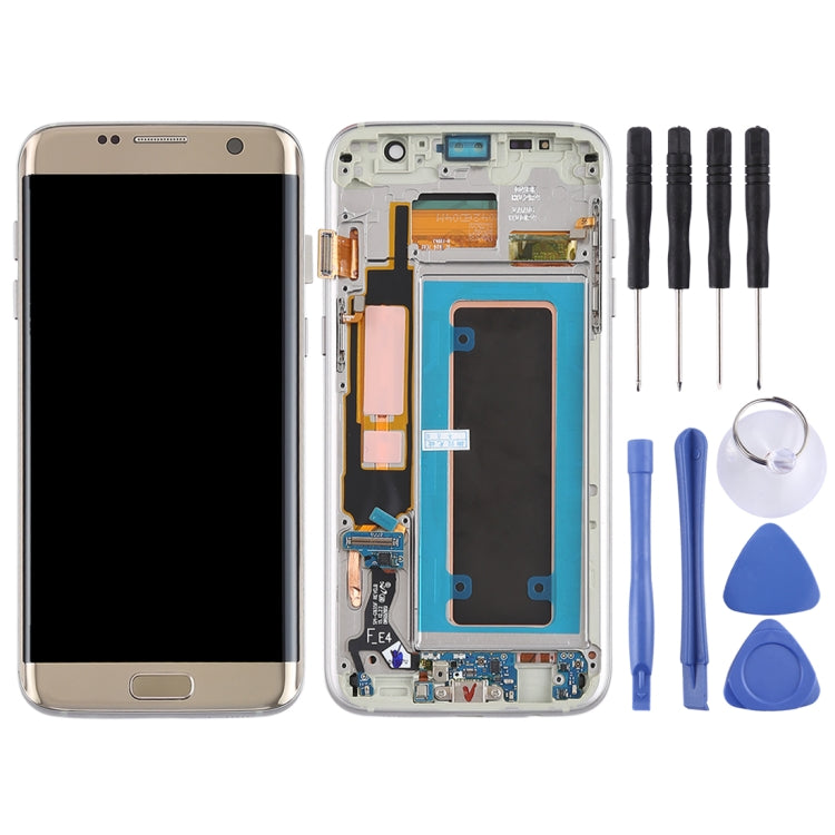 Schermo LCD originale in materiale Super AMOLED e digitalizzatore assemblato completo (con telaio/cavo flessibile per porta di ricarica/cavo flessibile per pulsante di accensione/cavo flessibile per pulsante volume) per Galaxy S7 Edge/G935F/G935FD