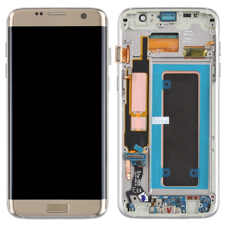 Schermo LCD originale in materiale Super AMOLED e digitalizzatore assemblato completo (con telaio/cavo flessibile per porta di ricarica/cavo flessibile per pulsante di accensione/cavo flessibile per pulsante volume) per Galaxy S7 Edge/G935F/G935FD