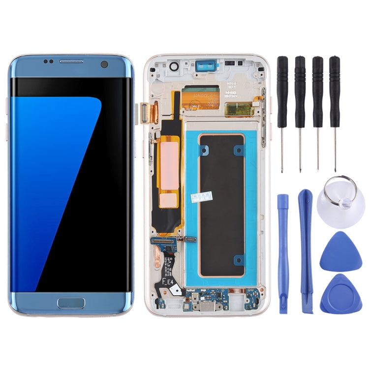 Schermo LCD originale in materiale Super AMOLED e digitalizzatore assemblato completo (con telaio/cavo flessibile per porta di ricarica/cavo flessibile per pulsante di accensione/cavo flessibile per pulsante volume) per Galaxy S7 Edge/G935F/G935FD