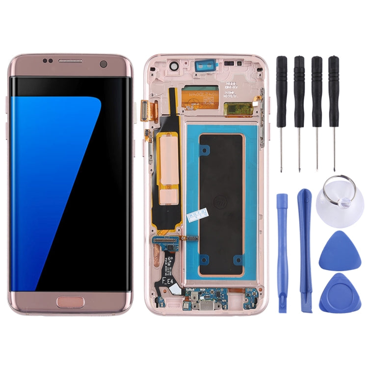 Schermo LCD originale in materiale Super AMOLED e digitalizzatore assemblato completo (con telaio/cavo flessibile per porta di ricarica/cavo flessibile per pulsante di accensione/cavo flessibile per pulsante volume) per Galaxy S7 Edge/G935F/G935FD