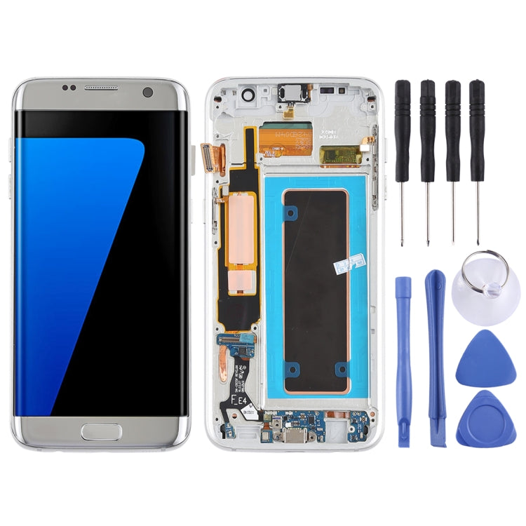 Schermo LCD originale in materiale Super AMOLED e digitalizzatore assemblato completo (con telaio/cavo flessibile per porta di ricarica/cavo flessibile per pulsante di accensione/cavo flessibile per pulsante volume) per Galaxy S7 Edge/G935F/G935FD