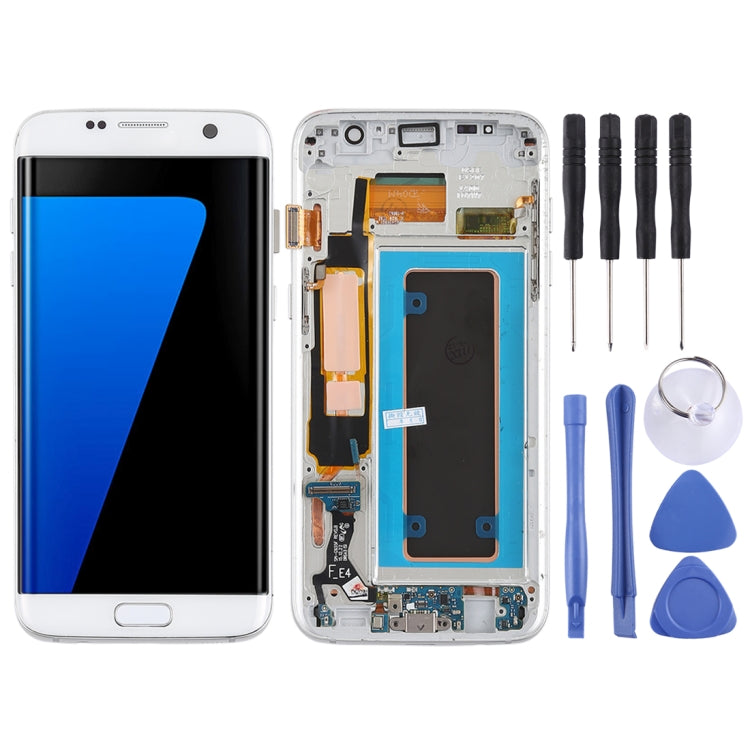 Schermo LCD originale in materiale Super AMOLED e digitalizzatore assemblato completo (con telaio/cavo flessibile per porta di ricarica/cavo flessibile per pulsante di accensione/cavo flessibile per pulsante volume) per Galaxy S7 Edge/G935F/G935FD