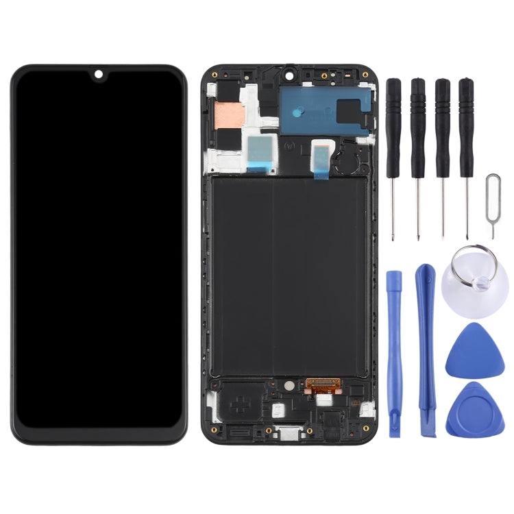 Schermo LCD Super AMOLED originale per Galaxy A50 Digitizer assemblaggio completo con cornice, For Samsung Galaxy A50