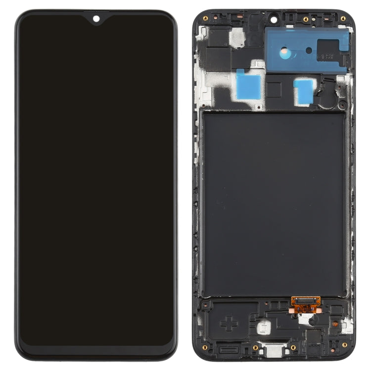 Schermo LCD originale in materiale Super AMOLED e digitalizzatore assemblaggio completo con cornice per Galaxy A20, For Samsung Galaxy A20 (Super AMOLED)