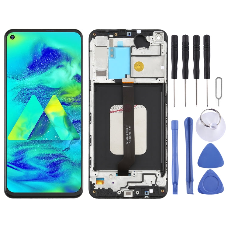 Schermo LCD originale PLS TFT in materiale e digitalizzatore assemblaggio completo con cornice per Galaxy M40, For Samsung Galaxy M40 (PLS TFT)