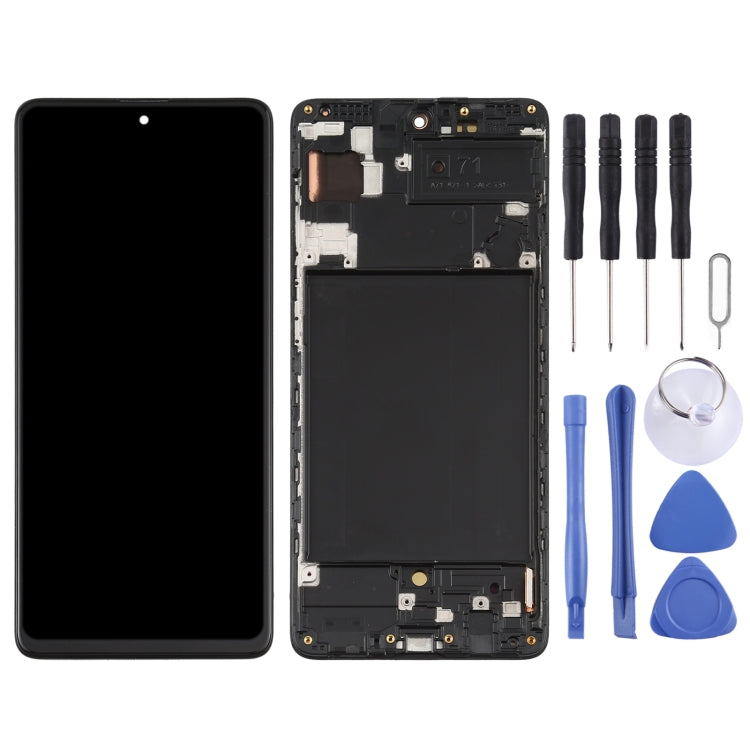 Schermo LCD originale in materiale Super AMOLED e digitalizzatore assemblaggio completo con cornice per Galaxy A71, For Samsung Galaxy A71(Original with Frame)