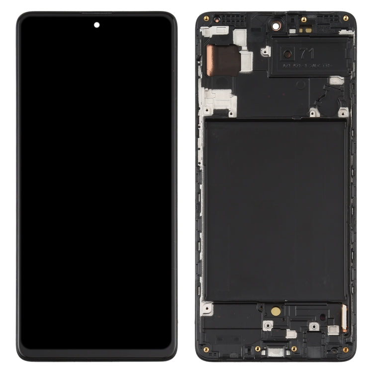 Schermo LCD originale in materiale Super AMOLED e digitalizzatore assemblaggio completo con cornice per Galaxy A71, For Samsung Galaxy A71(Original with Frame)