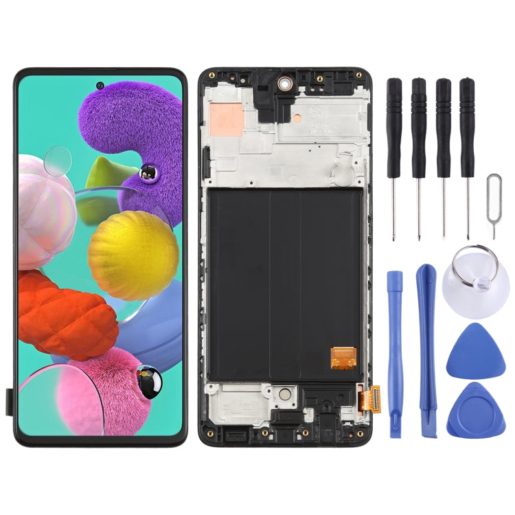 Schermo LCD originale in materiale Super AMOLED e digitalizzatore assemblaggio completo con cornice per Galaxy A51 4G, For Samsung Galaxy A51 4G(Original with Frame)