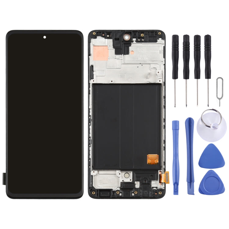 Original Super AMOLED LCD Screen and Digitizer Full Assembly with Frame for Galaxy A51 4G, For Samsung Galaxy A51 4G(Original with Frame)