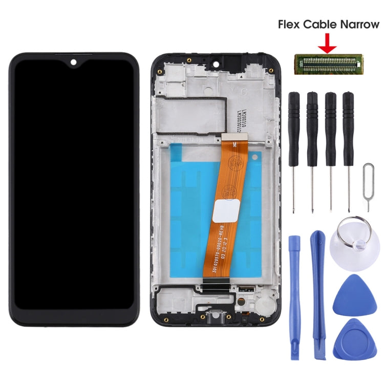 Schermo LCD e digitalizzatore assemblaggio completo con cornice (cavo flessibile stretto) per Samsung Galaxy A01, For Samsung Galaxy A01 SM-A015F(Narrow)