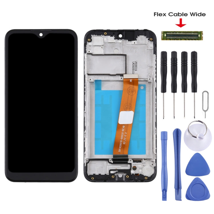 Schermo LCD e digitalizzatore assemblato completo con cornice (cavo flessibile largo) per Samsung Galaxy A01, For Samsung Galaxy A01 SM-A015M(Wide)