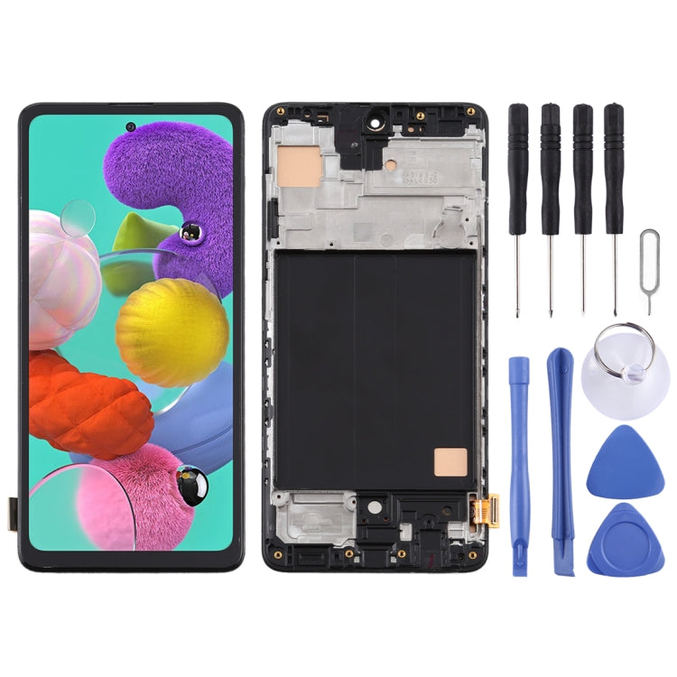 Schermo LCD in materiale TFT e digitalizzatore assemblaggio completo con cornice per Samsung Galaxy A51 4G, For Samsung Galaxy A51 4G(TFT)