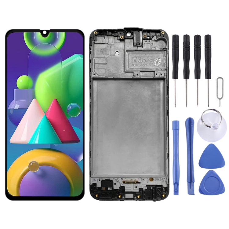 Original LCD Screen and Digitizer Full Assembly with Frame for Samsung Galaxy M21 SM-M215, For Samsung Galaxy M21 (Original)