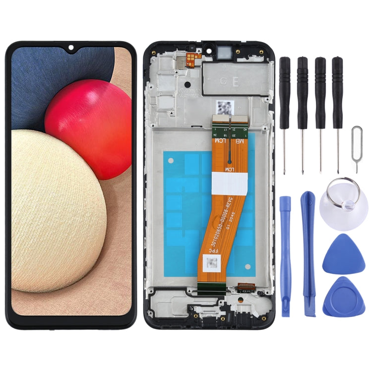 Original LCD Screen and Digitizer Full Assembly with Frame for Samsung Galaxy A02s SM-A025F (GE Version), For Samsung Galaxy A02s (Original)