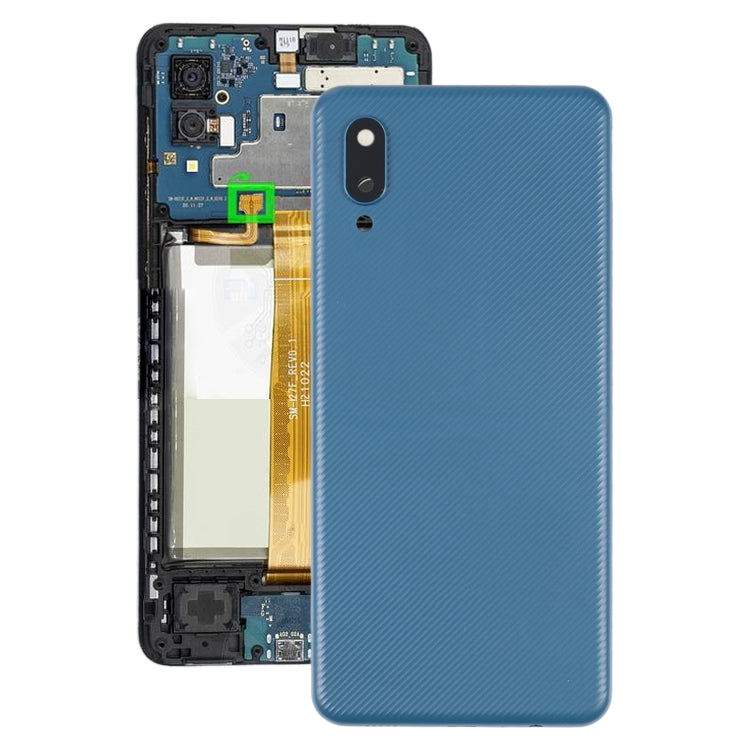 Cover posteriore Samsung Galaxy A02 con copriobiettivo fotocamera