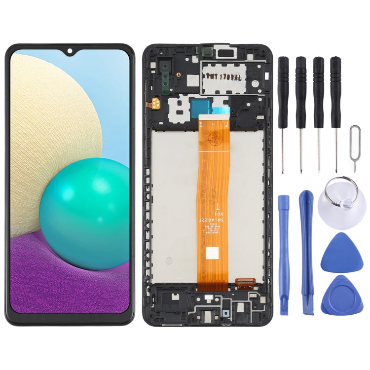 Original LCD Screen and Digitizer Complete Assembly with Frame for Samsung Galaxy A02 SM-A022, For Samsung Galaxy A02 (Original)