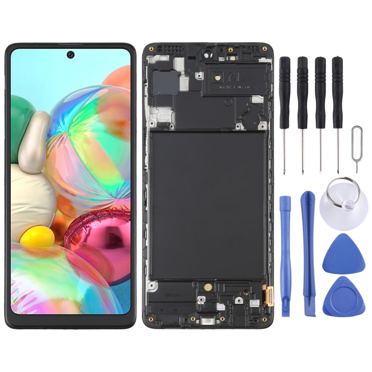 OLED Material LCD Screen and Digitizer Full Assembly with Frame for Samsung Galaxy A71 SM-A715 (6.39 inch), For Samsung Galaxy A716.39 inch (OLED)