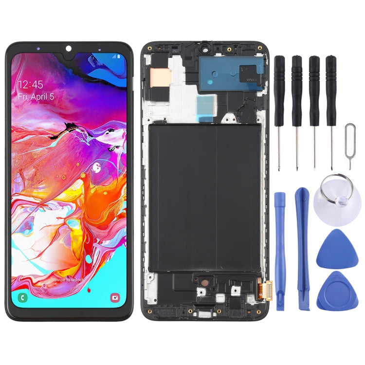 OLED Material LCD Screen and Digitizer Full Assembly with Frame for Samsung Galaxy A70 SM-A705 (6.39 inch), For Samsung Galaxy A70 6.39 inch (OLED)