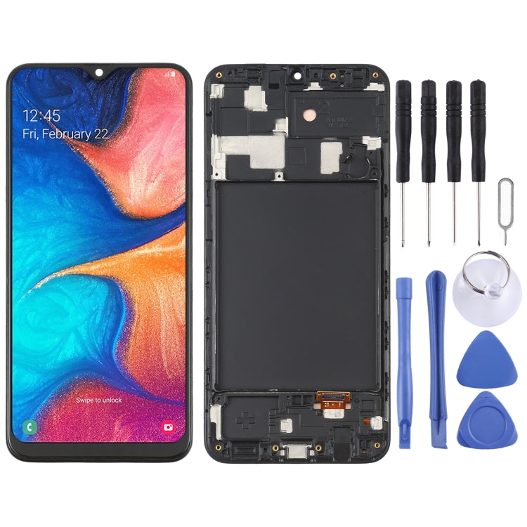 Schermo LCD in materiale OLED e digitalizzatore assemblaggio completo con cornice per Samsung Galaxy A20 SM-A205, For Samsung Galaxy A20 (6.36 inch OLED)