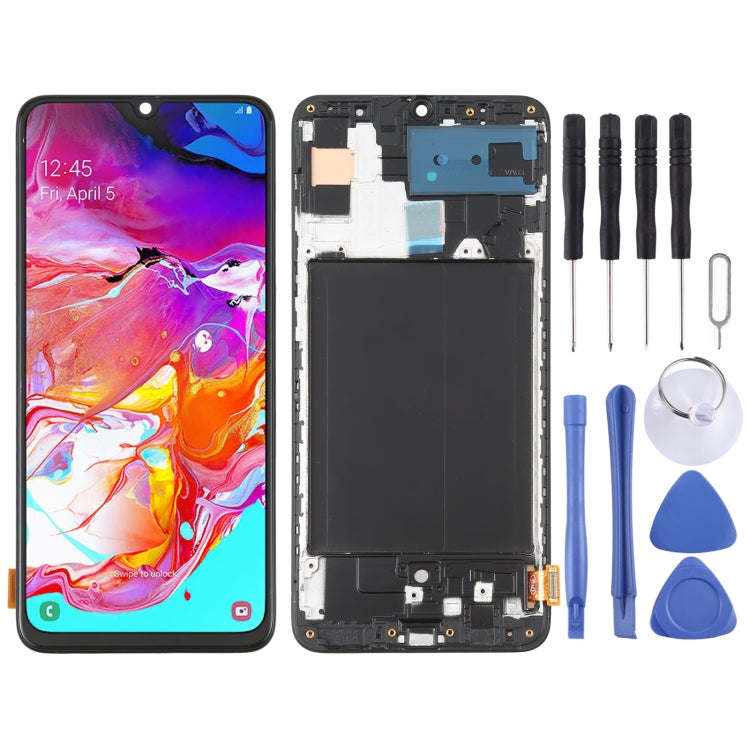 OLED Material LCD Screen and Digitizer Full Assembly with Frame for Samsung Galaxy A70 SM-A705 (6.7 inch), For Samsung Galaxy A70 6.7 inch (OLED)