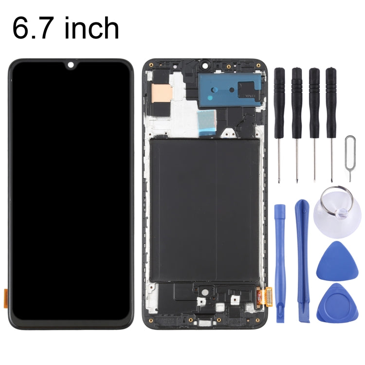 OLED Material LCD Screen and Digitizer Full Assembly with Frame for Samsung Galaxy A70 SM-A705 (6.7 inch), For Samsung Galaxy A70 6.7 inch (OLED)